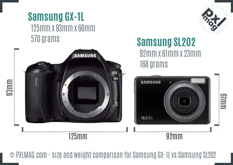 Samsung GX-1L vs Samsung SL202 size comparison