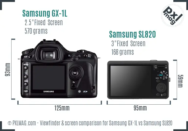 Samsung GX-1L vs Samsung SL820 Screen and Viewfinder comparison Samsung GX-1L vs Samsung SL820 Screen and Viewfinder comparison