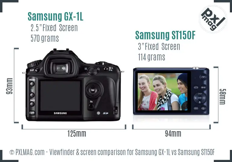 Samsung GX-1L vs Samsung ST150F Screen and Viewfinder comparison Samsung GX-1L vs Samsung ST150F Screen and Viewfinder comparison