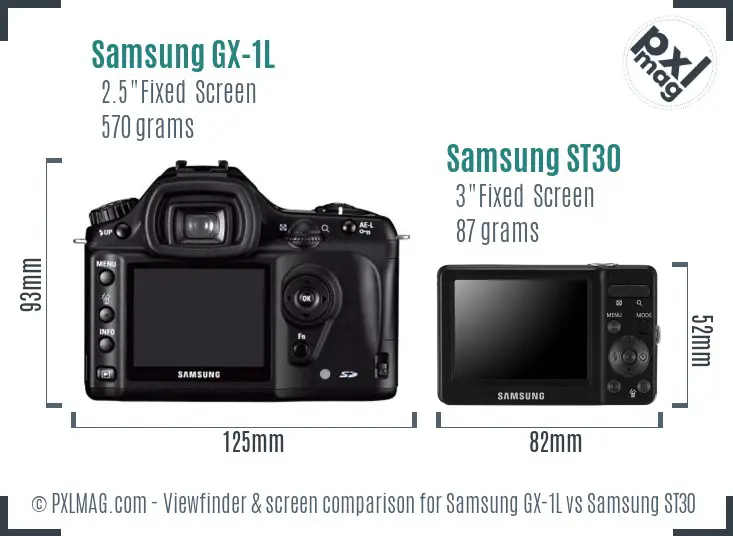 Samsung GX-1L vs Samsung ST30 Screen and Viewfinder comparison