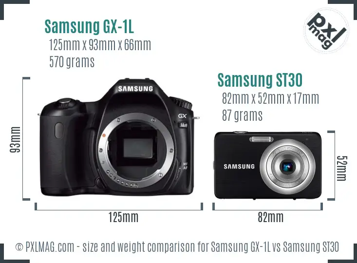 Samsung GX-1L vs Samsung ST30 size comparison