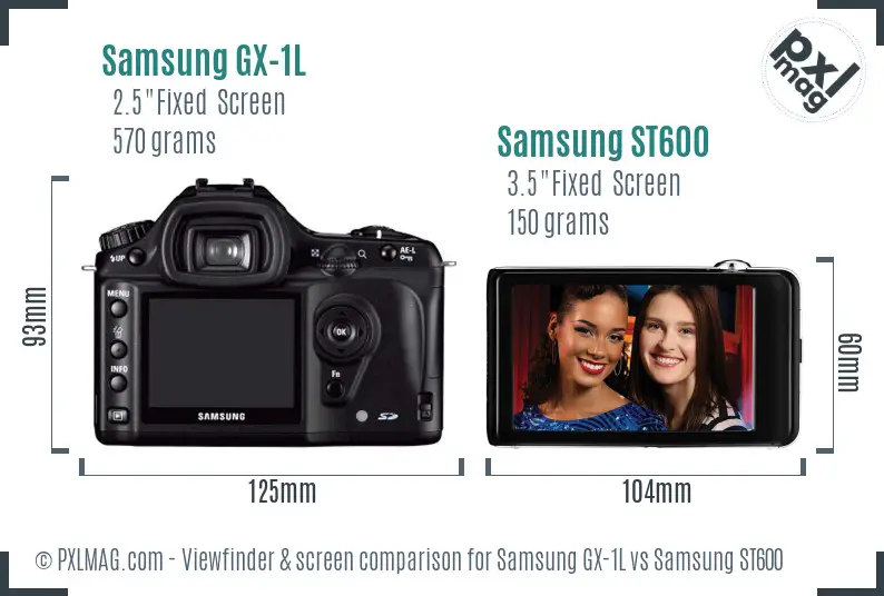 Samsung GX-1L vs Samsung ST600 Screen and Viewfinder comparison