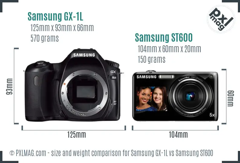 Samsung GX-1L vs Samsung ST600 size comparison