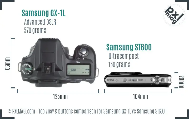 Samsung GX-1L vs Samsung ST600 top view buttons comparison