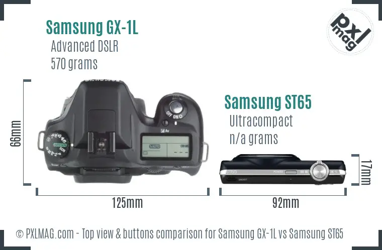 Samsung GX-1L vs Samsung ST65 top view buttons comparison