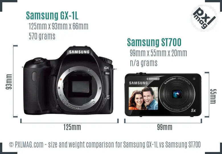 Samsung GX-1L vs Samsung ST700 size comparison