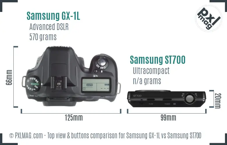 Samsung GX-1L vs Samsung ST700 top view buttons comparison