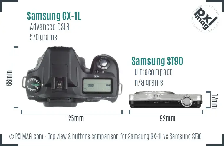 Samsung GX-1L vs Samsung ST90 top view buttons comparison