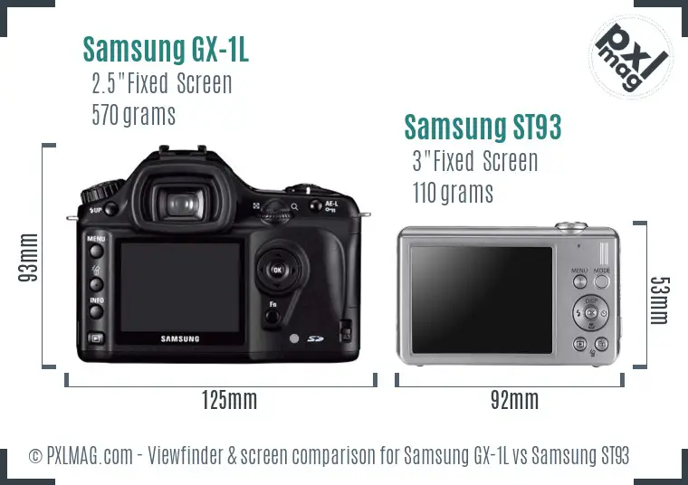 Samsung GX-1L vs Samsung ST93 Screen and Viewfinder comparison