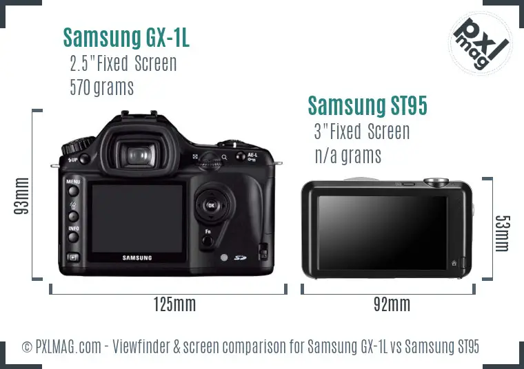 Samsung GX-1L vs Samsung ST95 Screen and Viewfinder comparison