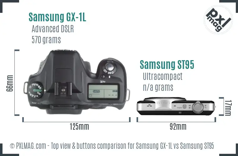 Samsung GX-1L vs Samsung ST95 top view buttons comparison