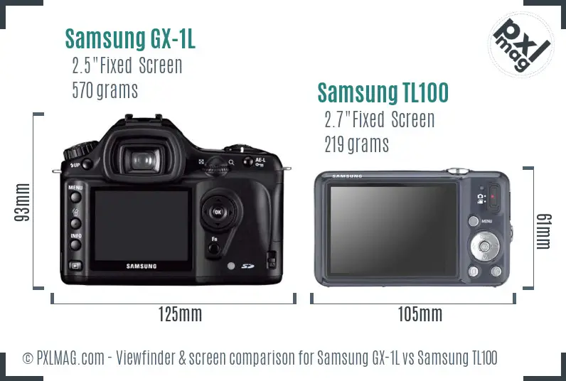 Samsung GX-1L vs Samsung TL100 Screen and Viewfinder comparison Samsung GX-1L vs Samsung TL100 Screen and Viewfinder comparison