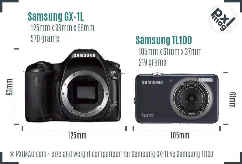 Samsung GX-1L vs Samsung TL100 size comparison Samsung GX-1L vs Samsung TL100 size comparison