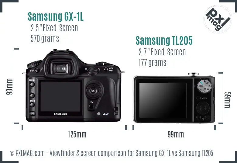 Samsung GX-1L vs Samsung TL205 Screen and Viewfinder comparison