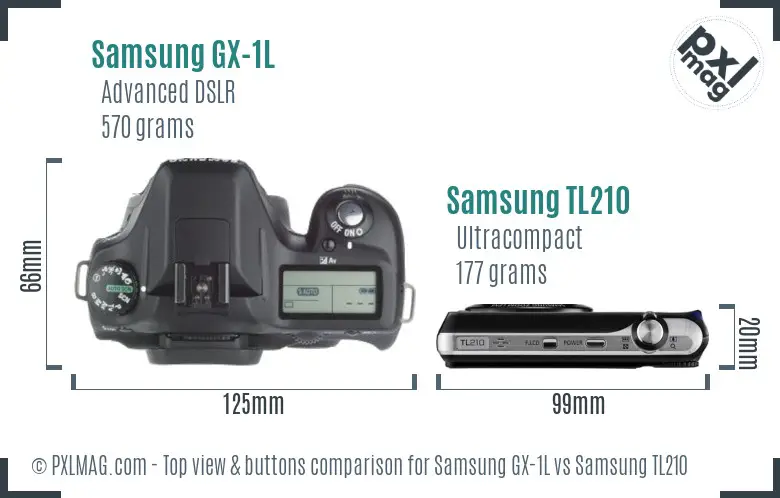 Samsung GX-1L vs Samsung TL210 top view buttons comparison