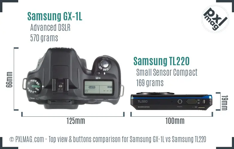 Samsung GX-1L vs Samsung TL220 top view buttons comparison