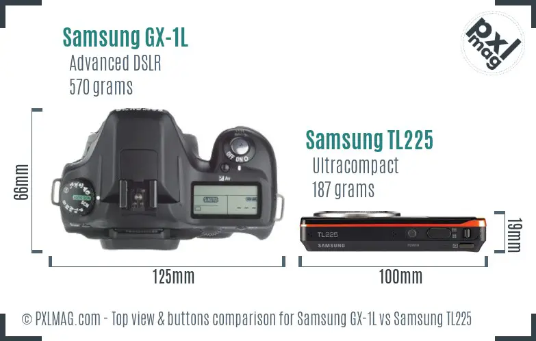 Samsung GX-1L vs Samsung TL225 top view buttons comparison