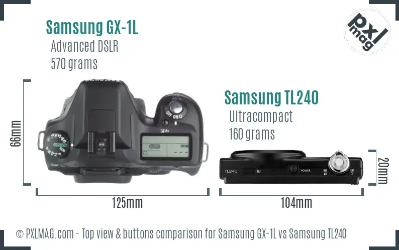 Samsung GX-1L vs Samsung TL240 top view buttons comparison
