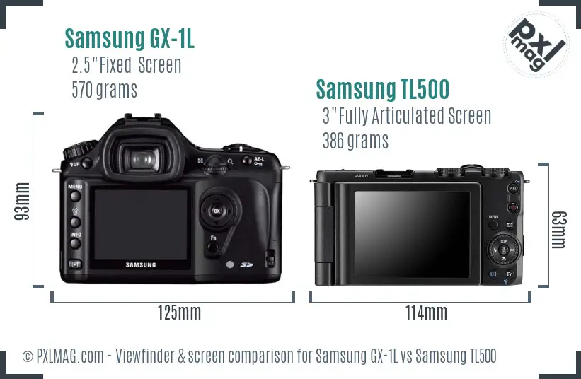 Samsung GX-1L vs Samsung TL500 Screen and Viewfinder comparison