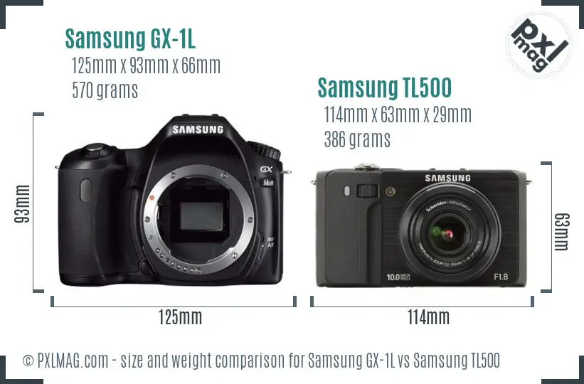 Samsung GX-1L vs Samsung TL500 size comparison