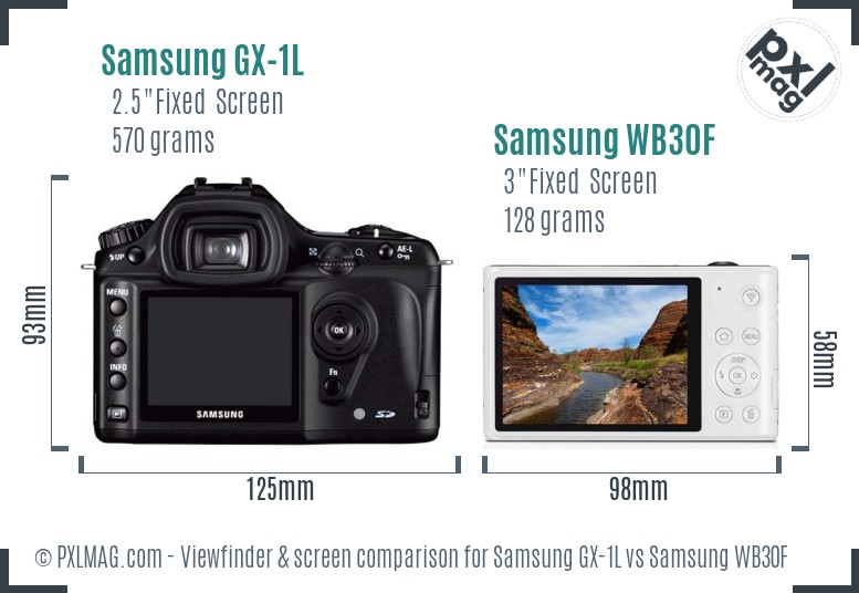 Samsung GX-1L vs Samsung WB30F Screen and Viewfinder comparison