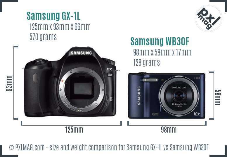 Samsung GX-1L vs Samsung WB30F size comparison