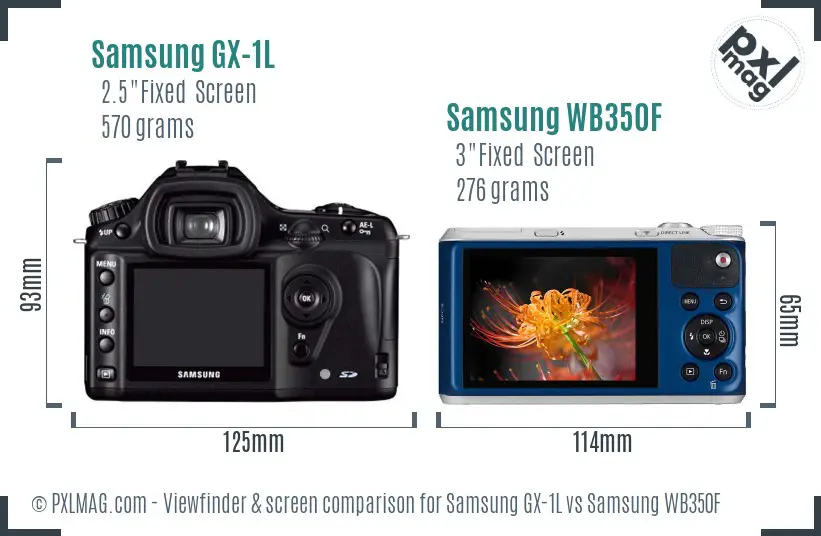 Samsung GX-1L vs Samsung WB350F Screen and Viewfinder comparison