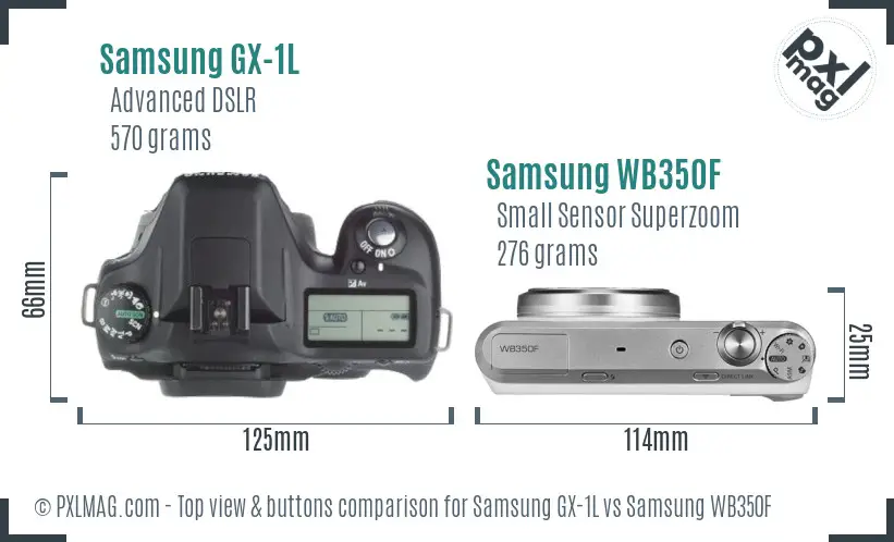 Samsung GX-1L vs Samsung WB350F top view buttons comparison