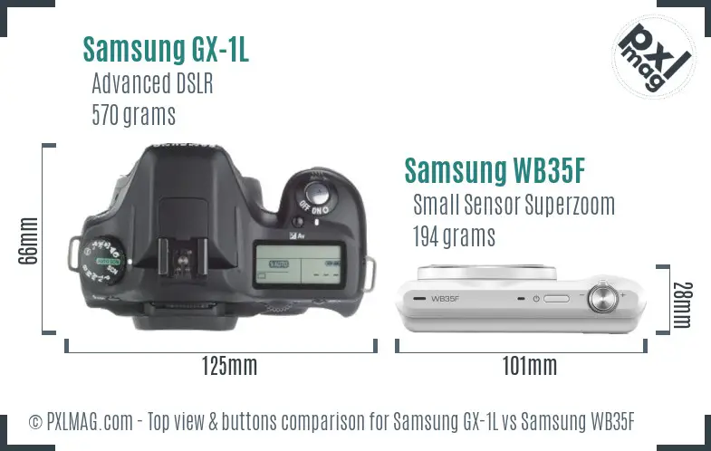 Samsung GX-1L vs Samsung WB35F top view buttons comparison