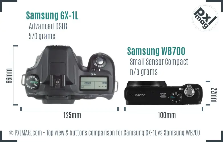 Samsung GX-1L vs Samsung WB700 top view buttons comparison