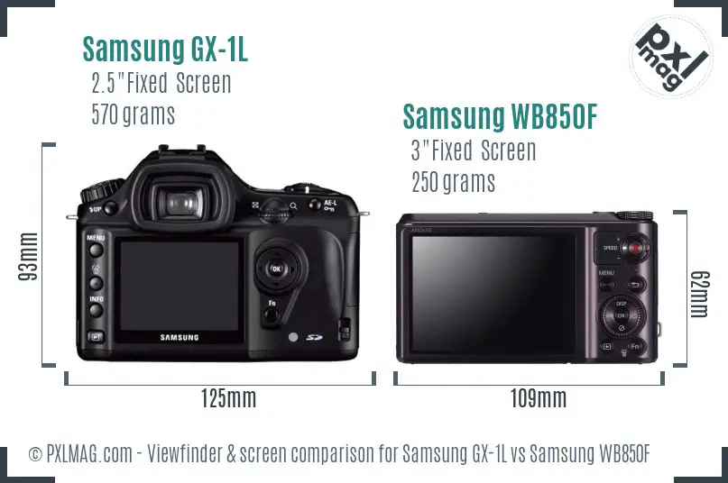 Samsung GX-1L vs Samsung WB850F Screen and Viewfinder comparison