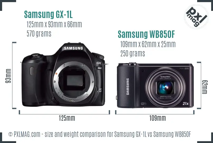 Samsung GX-1L vs Samsung WB850F size comparison