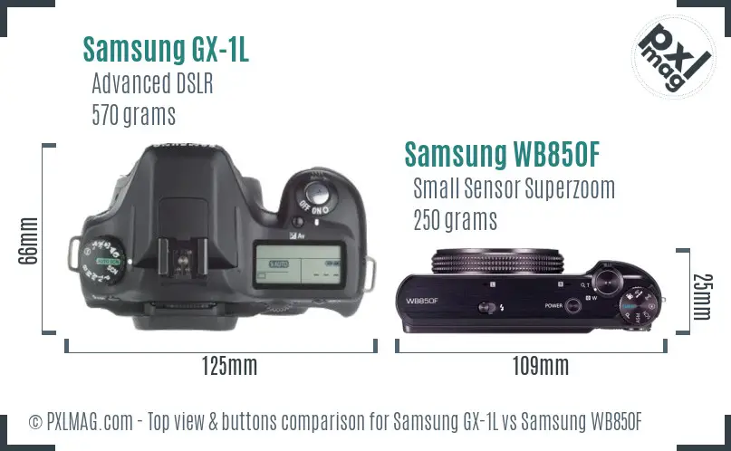 Samsung GX-1L vs Samsung WB850F top view buttons comparison