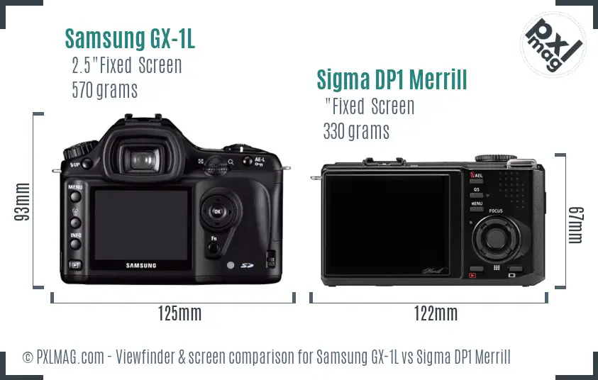 Samsung GX-1L vs Sigma DP1 Merrill Screen and Viewfinder comparison