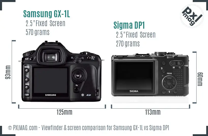 Samsung GX-1L vs Sigma DP1 Screen and Viewfinder comparison