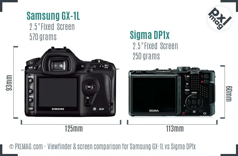 Samsung GX-1L vs Sigma DP1x Screen and Viewfinder comparison