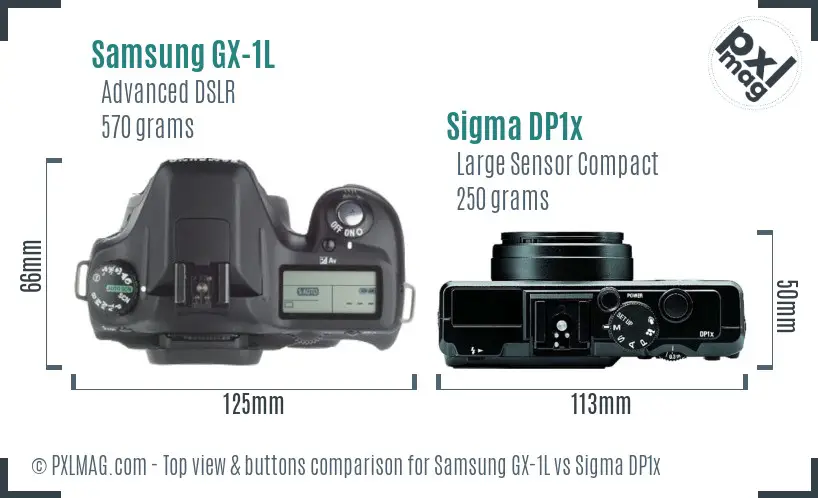 Samsung GX-1L vs Sigma DP1x top view buttons comparison