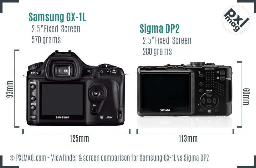 Samsung GX-1L vs Sigma DP2 Screen and Viewfinder comparison