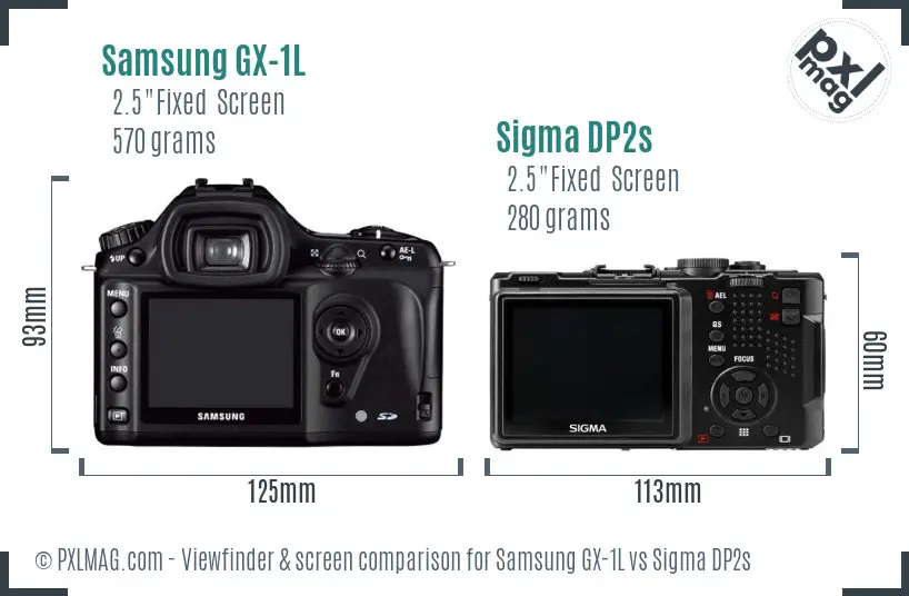 Samsung GX-1L vs Sigma DP2s Screen and Viewfinder comparison