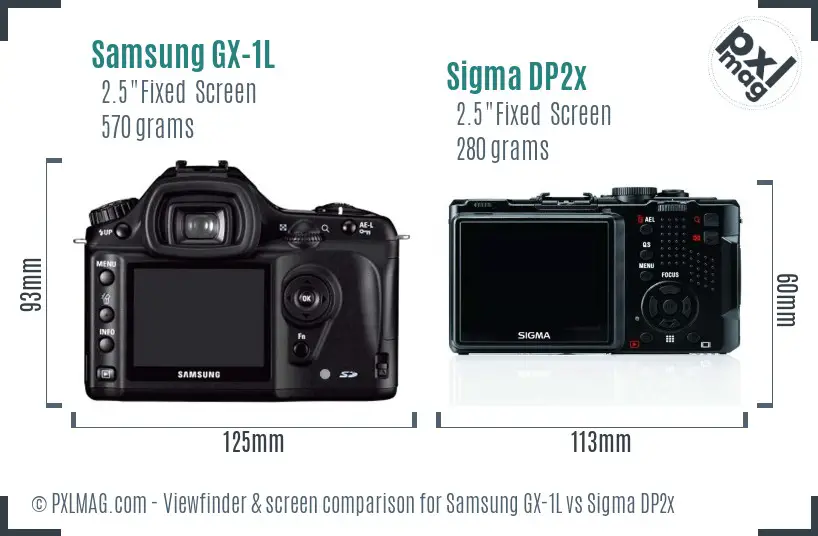 Samsung GX-1L vs Sigma DP2x Screen and Viewfinder comparison