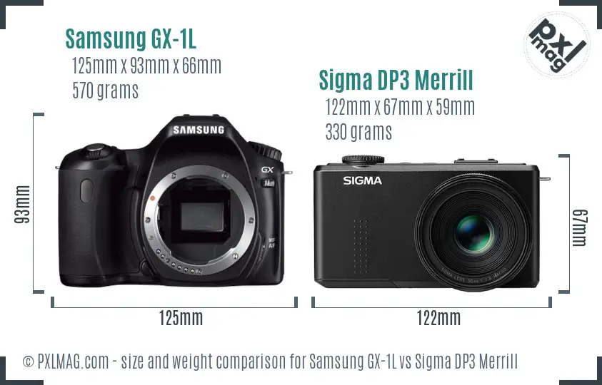 Samsung GX-1L vs Sigma DP3 Merrill size comparison
