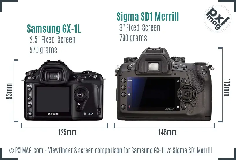 Samsung GX-1L vs Sigma SD1 Merrill Screen and Viewfinder comparison