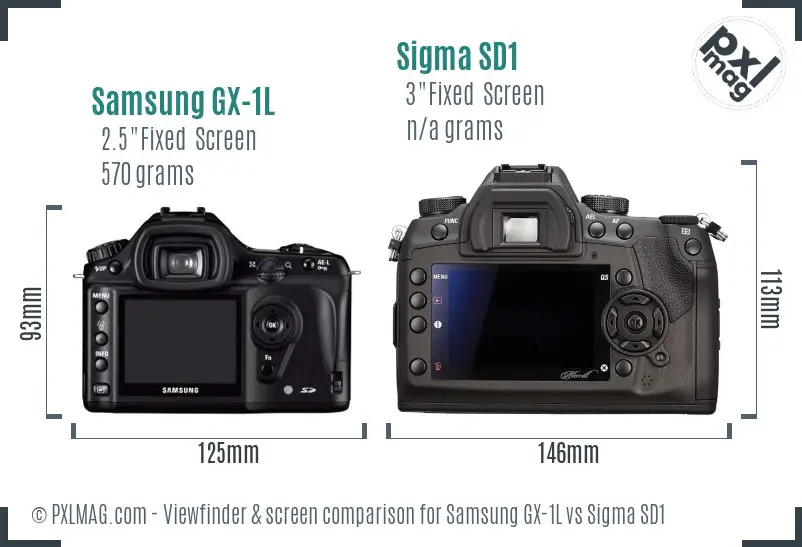 Samsung GX-1L vs Sigma SD1 Screen and Viewfinder comparison