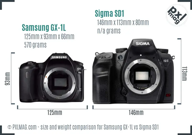 Samsung GX-1L vs Sigma SD1 size comparison
