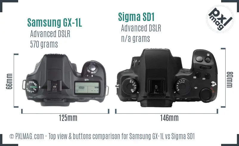 Samsung GX-1L vs Sigma SD1 top view buttons comparison
