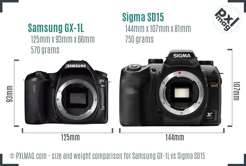 Samsung GX-1L vs Sigma SD15 size comparison