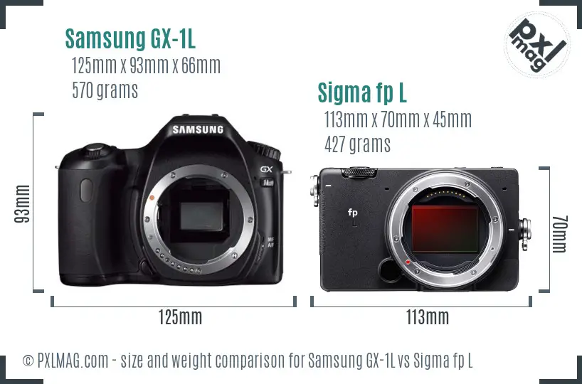 Samsung GX-1L vs Sigma fp L size comparison
