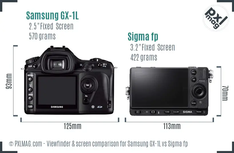 Samsung GX-1L vs Sigma fp Screen and Viewfinder comparison
