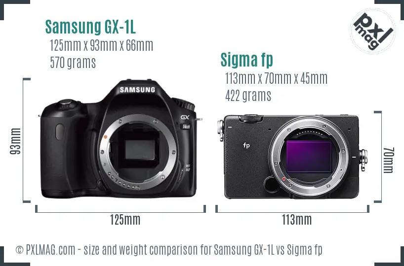Samsung GX-1L vs Sigma fp size comparison