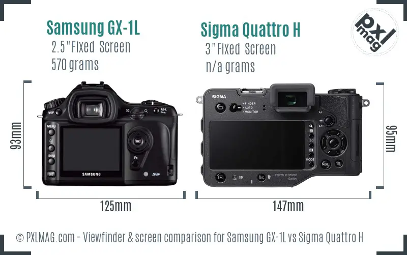 Samsung GX-1L vs Sigma Quattro H Screen and Viewfinder comparison